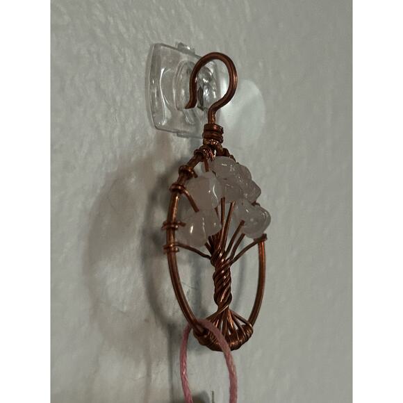 Handmade Copper and Serpentine Crystal Tree of life 3.5x2” Wall Decor - Picture 3 of 5